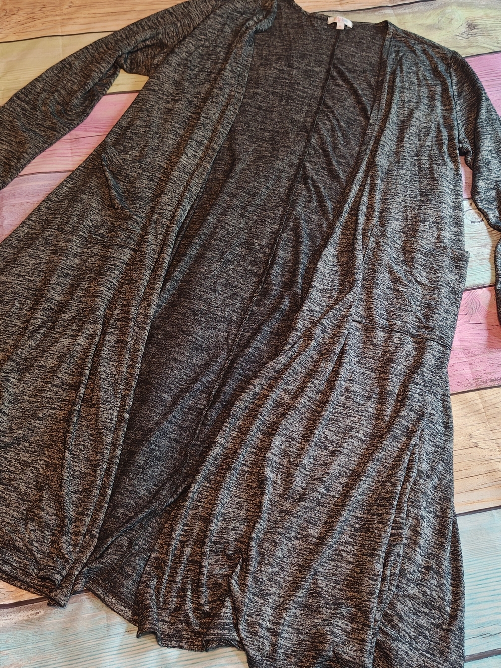 XL LuLaRoe Long Open-Front Knit Cardigan Heather Charcoal #1501
